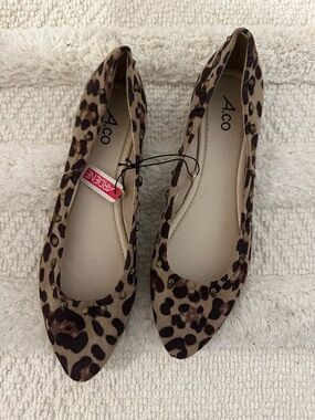 Ardene Leopard Print Pointed Toe Flats - Brown & Tan